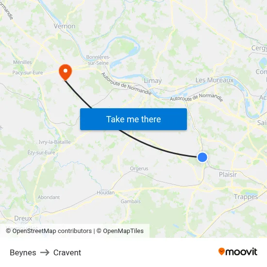 Beynes to Cravent map