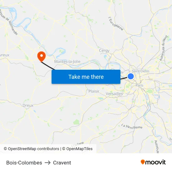 Bois-Colombes to Cravent map