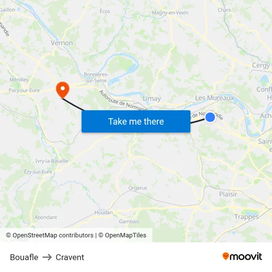 Bouafle to Cravent map