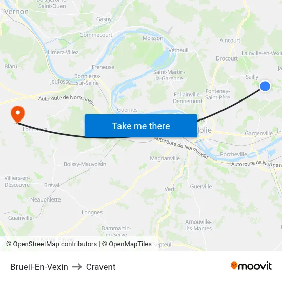 Brueil-En-Vexin to Cravent map