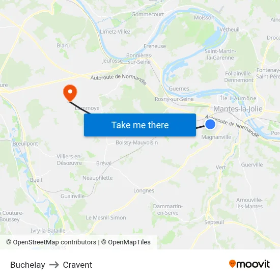 Buchelay to Cravent map