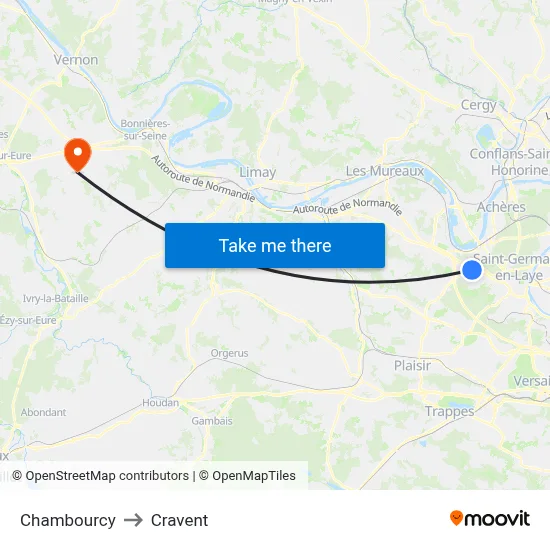 Chambourcy to Cravent map