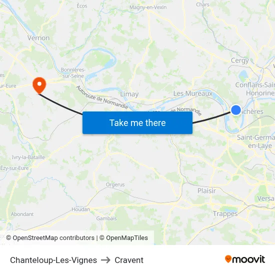 Chanteloup-Les-Vignes to Cravent map