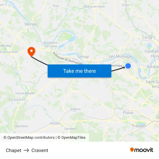Chapet to Cravent map
