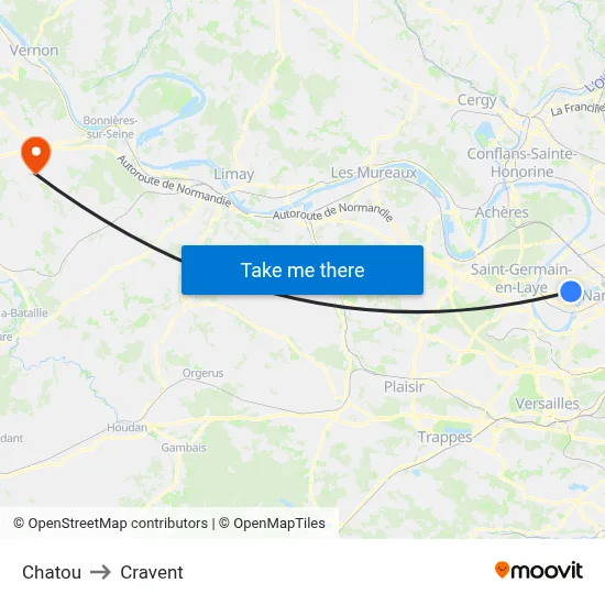 Chatou to Cravent map