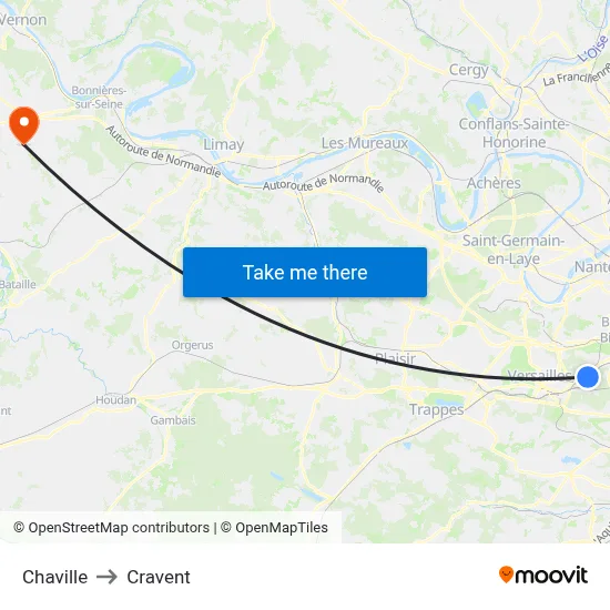 Chaville to Cravent map