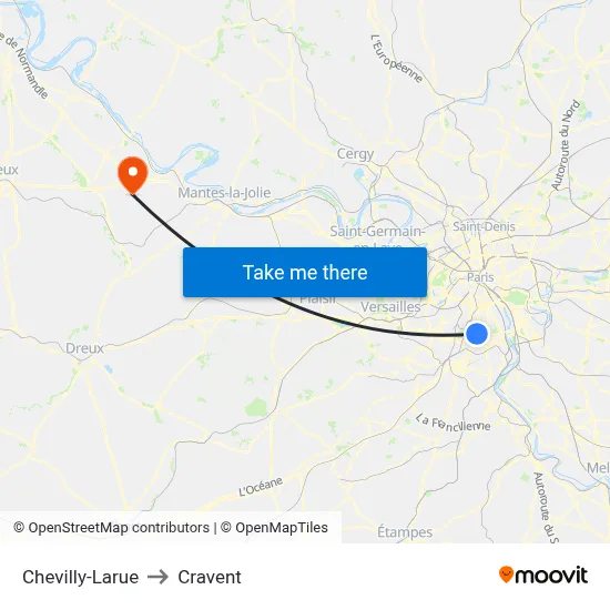 Chevilly-Larue to Cravent map