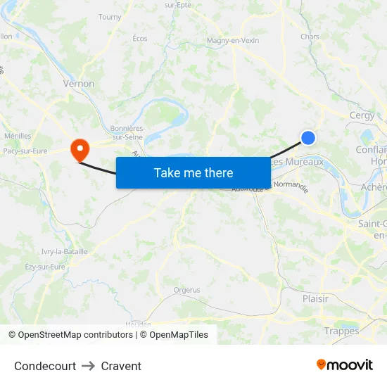Condecourt to Cravent map