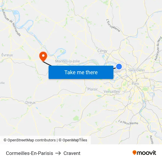 Cormeilles-En-Parisis to Cravent map