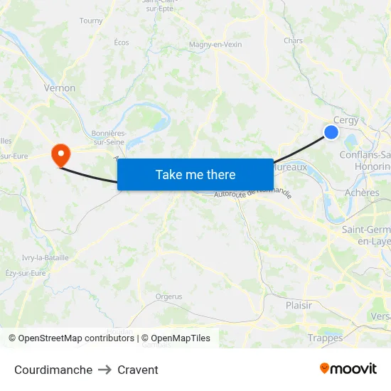 Courdimanche to Cravent map