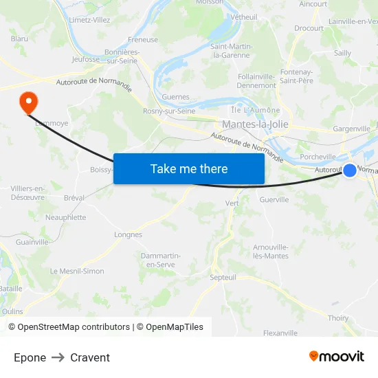Epone to Cravent map