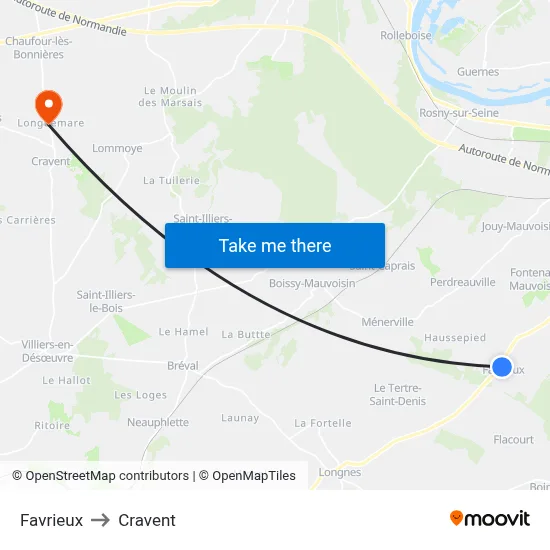 Favrieux to Cravent map