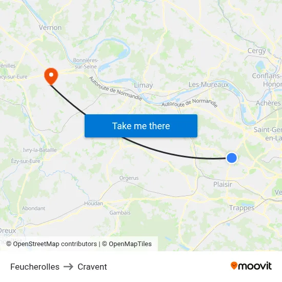 Feucherolles to Cravent map