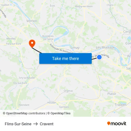 Flins-Sur-Seine to Cravent map