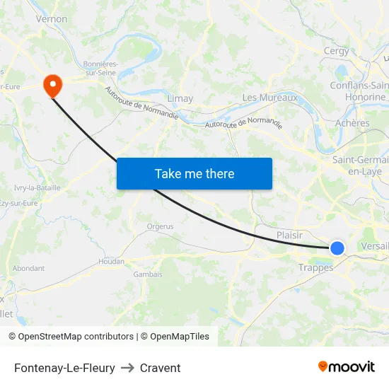 Fontenay-Le-Fleury to Cravent map