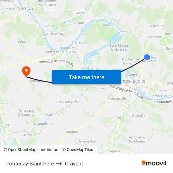 Fontenay-Saint-Pere to Cravent map