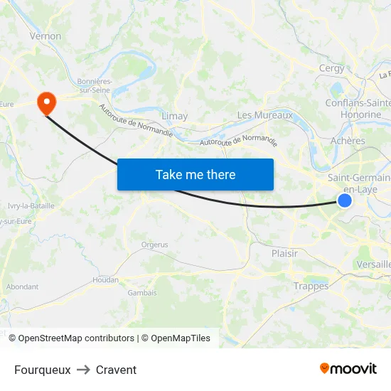 Fourqueux to Cravent map