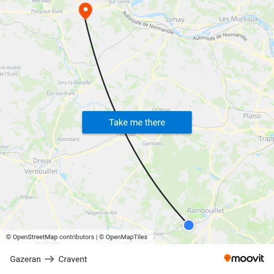 Gazeran to Cravent map