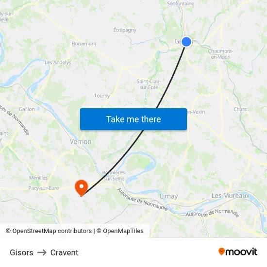 Gisors to Cravent map