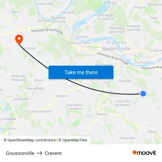 Goussonville to Cravent map
