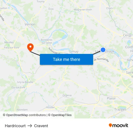 Hardricourt to Cravent map