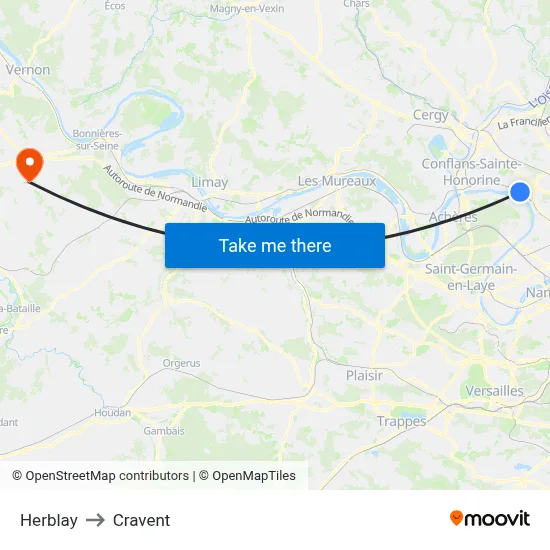 Herblay to Cravent map