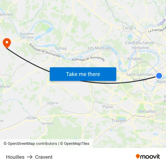 Houilles to Cravent map