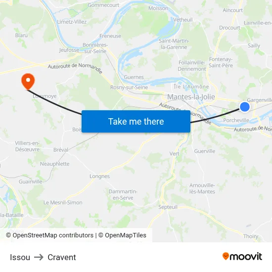 Issou to Cravent map
