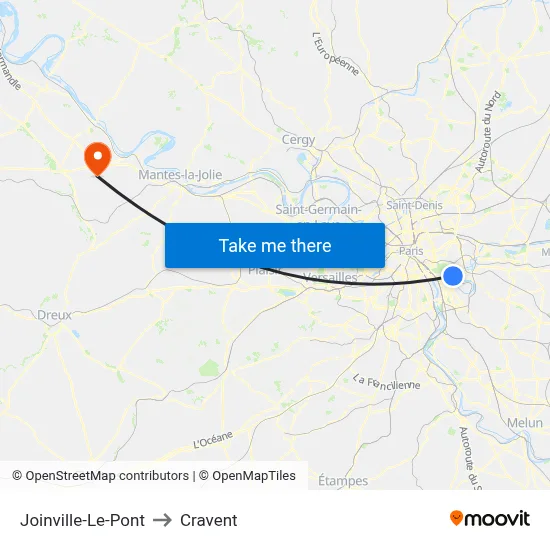 Joinville-Le-Pont to Cravent map