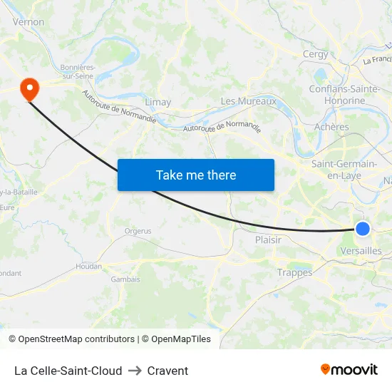 La Celle-Saint-Cloud to Cravent map