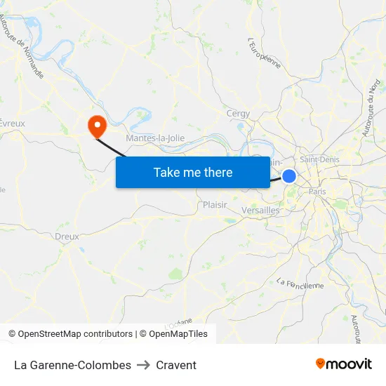 La Garenne-Colombes to Cravent map