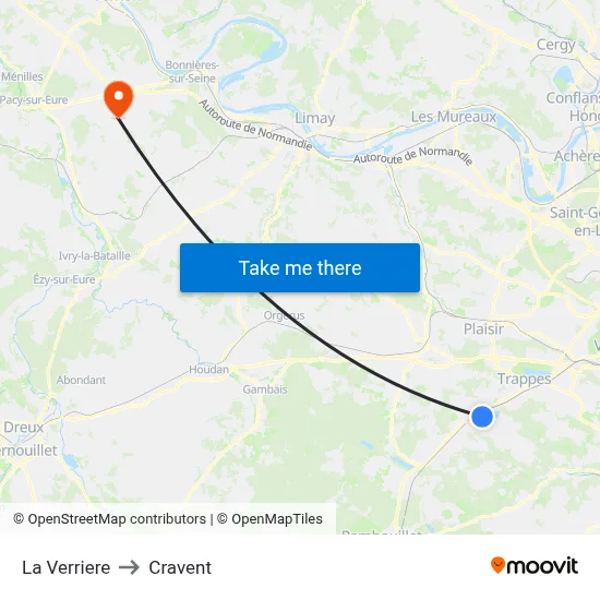 La Verriere to Cravent map