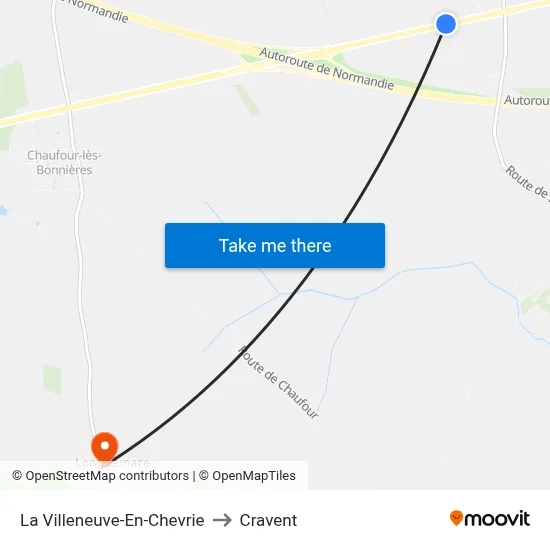 La Villeneuve-En-Chevrie to Cravent map