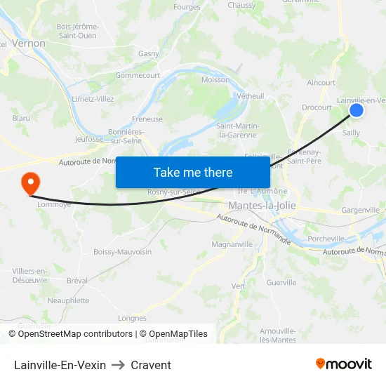 Lainville-En-Vexin to Cravent map