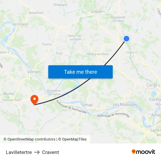 Lavilletertre to Cravent map