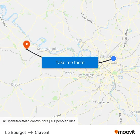 Le Bourget to Cravent map