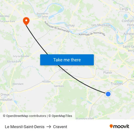 Le Mesnil-Saint-Denis to Cravent map