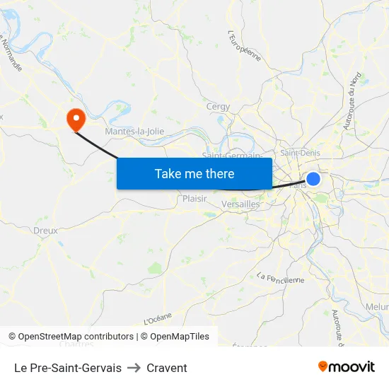 Le Pre-Saint-Gervais to Cravent map