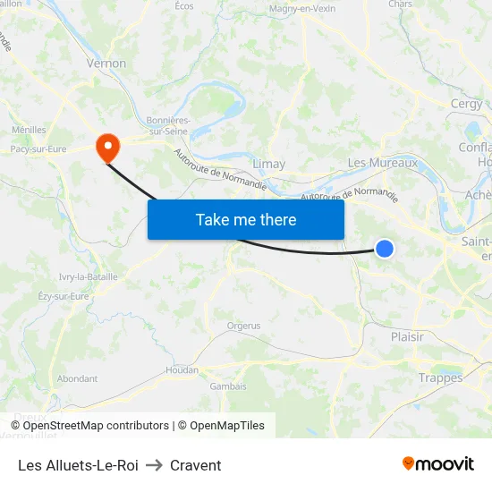 Les Alluets-Le-Roi to Cravent map