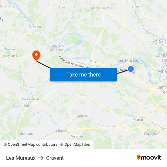 Les Mureaux to Cravent map