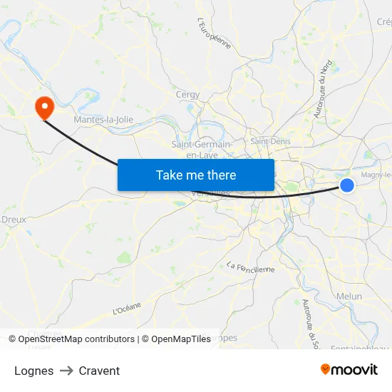Lognes to Cravent map
