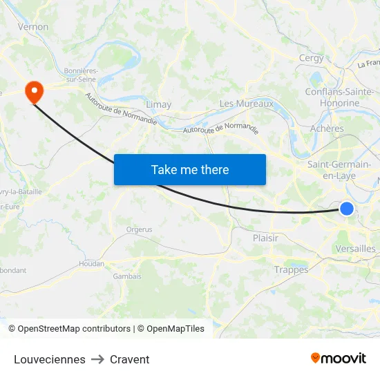 Louveciennes to Cravent map