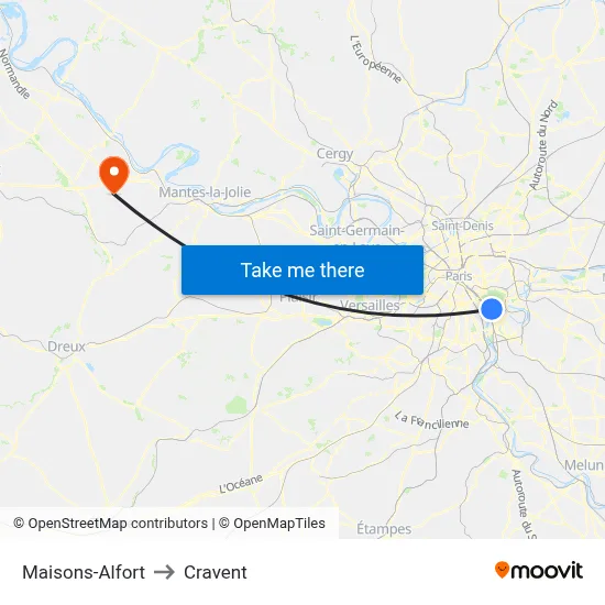 Maisons-Alfort to Cravent map