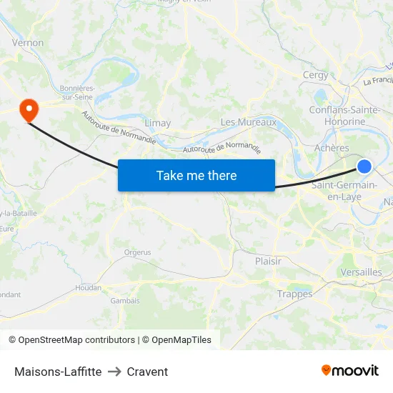 Maisons-Laffitte to Cravent map