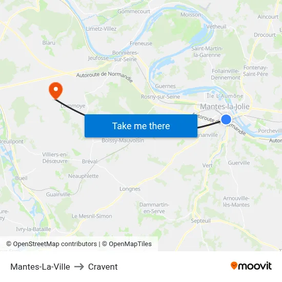 Mantes-La-Ville to Cravent map