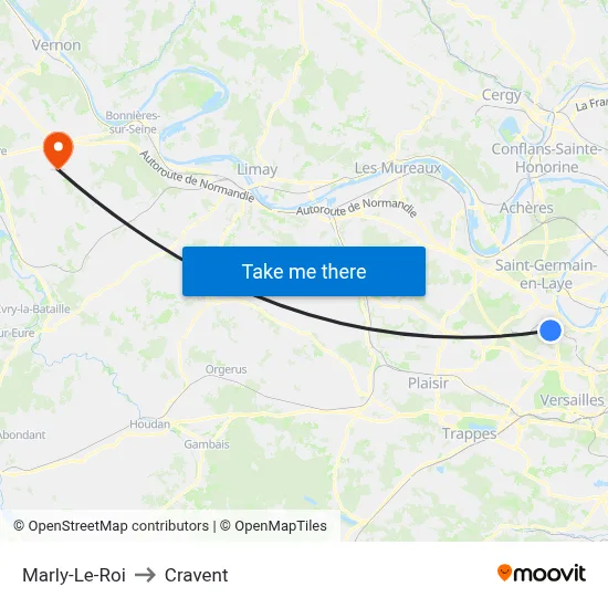 Marly-Le-Roi to Cravent map