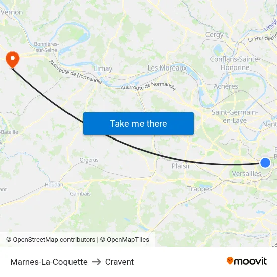 Marnes-La-Coquette to Cravent map