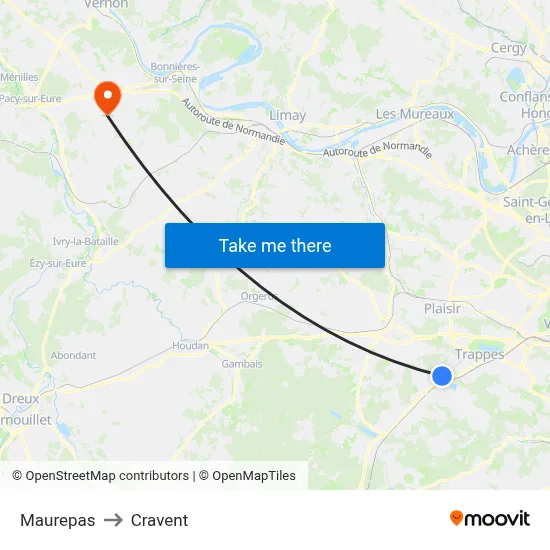Maurepas to Cravent map