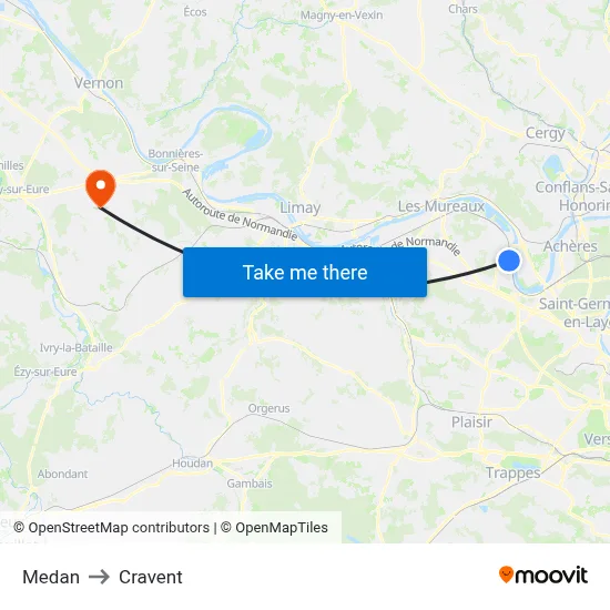 Medan to Cravent map