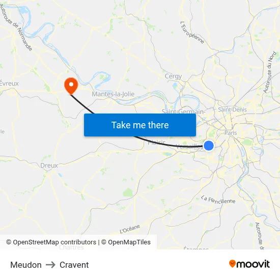 Meudon to Cravent map